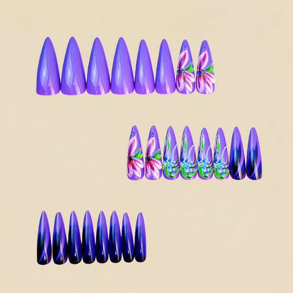 12 Sizes-24 Pcs Press On Nails Y1439