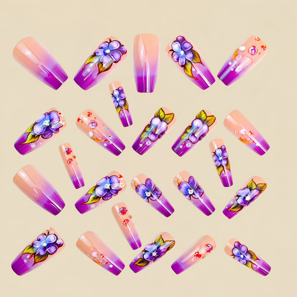 12 Sizes-24 Pcs Press On Nails Y1891