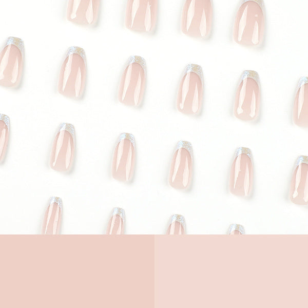 French Long Pink Press on Nails