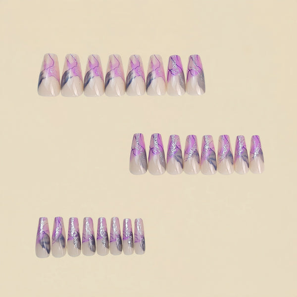 12 Sizes-24 Pcs Press On Nails Y1063