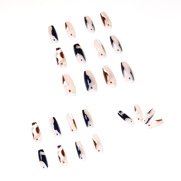 Blue French Glossy Medium Press on Nails