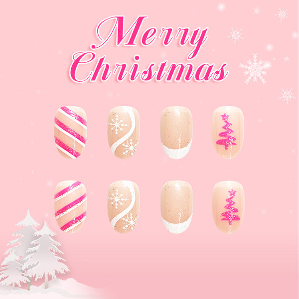 12 Sizes-24 Pcs Press On Nails C1263
