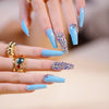 Blue Glossy Long Press on Nails