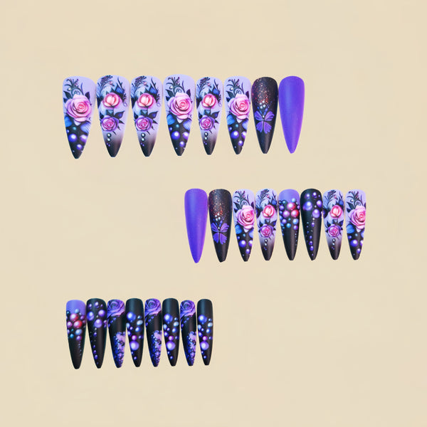 12 Sizes-24 Pcs Press On Nails Y1446