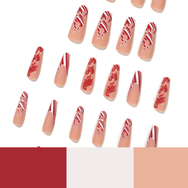 12 Sizes-24 Pcs Press On Nails JP1915