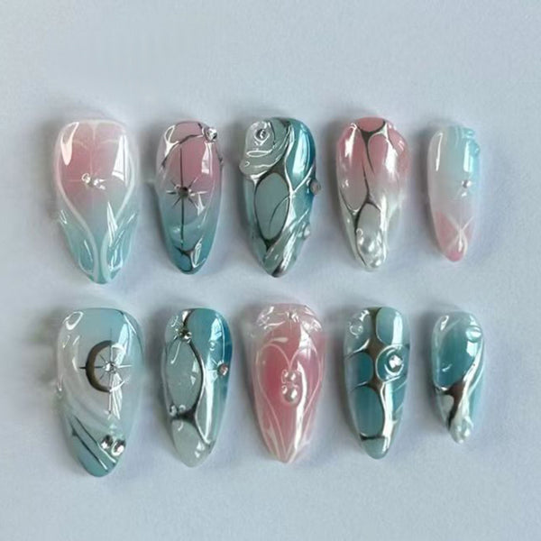 12 Sizes-24 Pcs Press On Nails Z1116