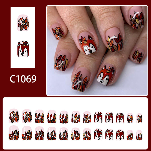 12 Sizes-24 Pcs Press On Nails C1069
