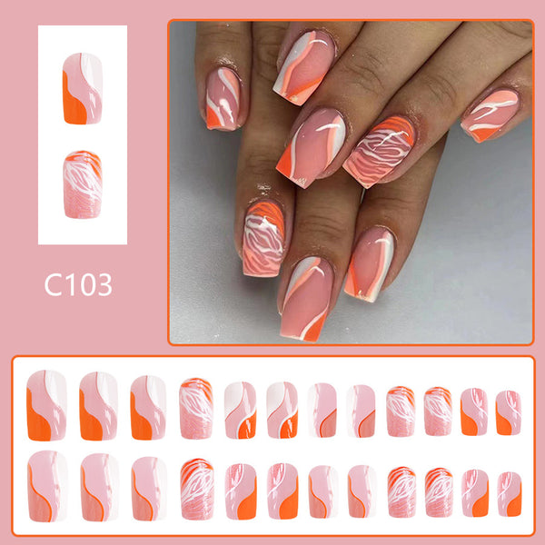12 Sizes-24 Pcs Press On Nails C103