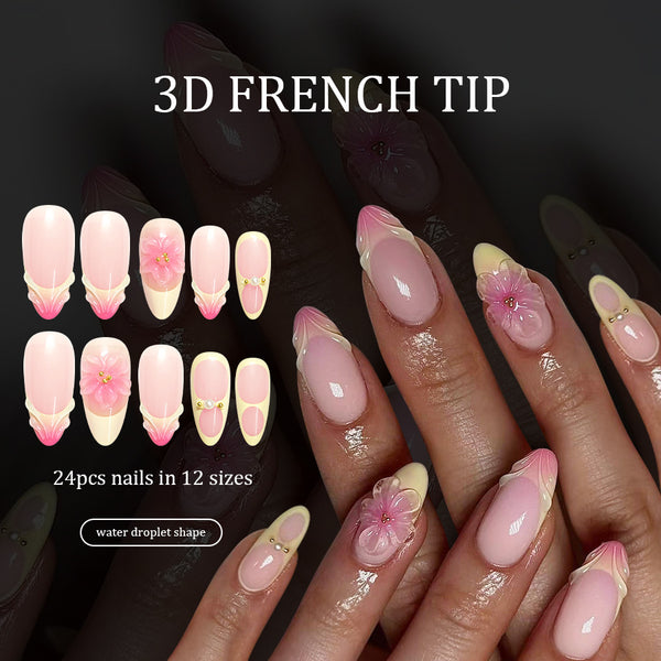 12 Sizes-24 Pcs Press On Nails C1337