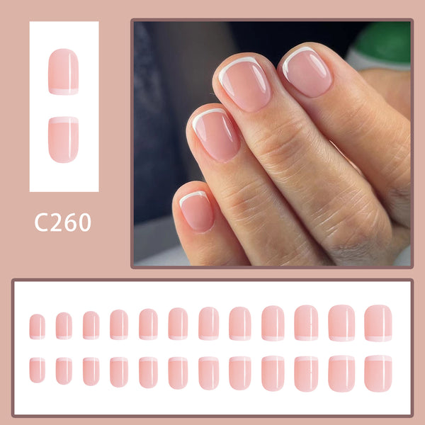 12 Sizes-24 PcsPress On Nails C260