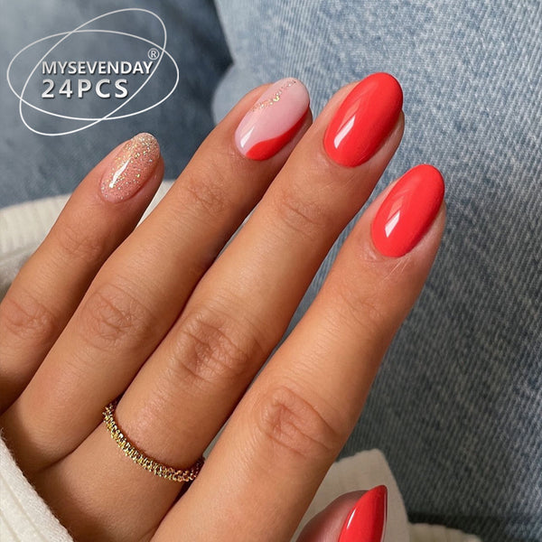 12 Sizes-24 Pcs Press On Nails BZ1417