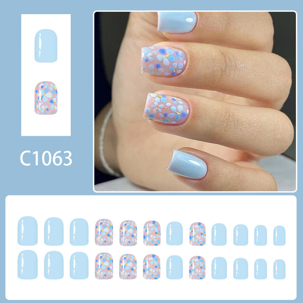 12 Sizes-24 Pcs Press On Nails C1063
