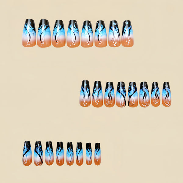 12 Sizes-24 Pcs Press On Nails Y524