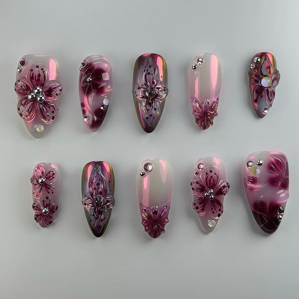 12 Sizes-24 Pcs Press On Nails Z1088