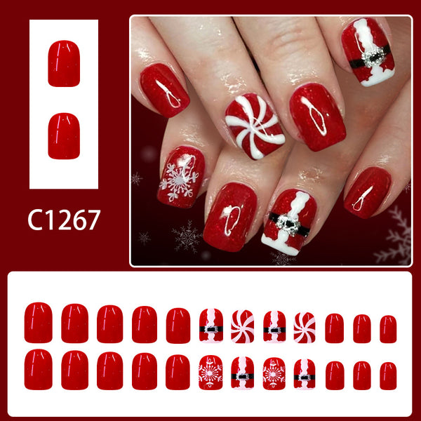 12 Sizes-24 Pcs Press On Nails C1267