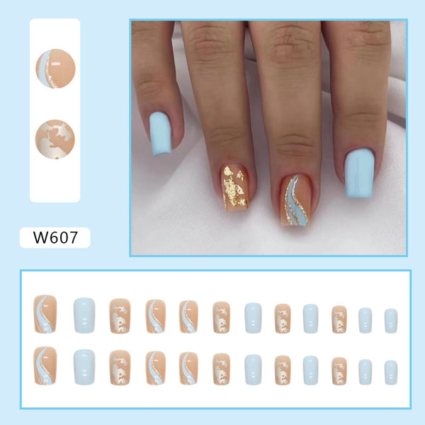 12 Sizes-24 Pcs Press On Nails W607