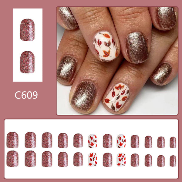12 Sizes-24 Pcs Press On Nails C609