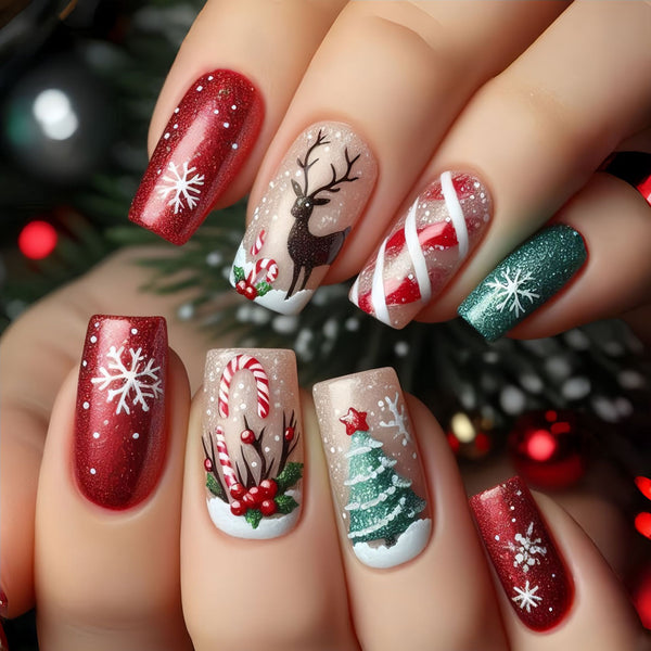 12 Sizes-24 Pcs Press On Nails Y1283