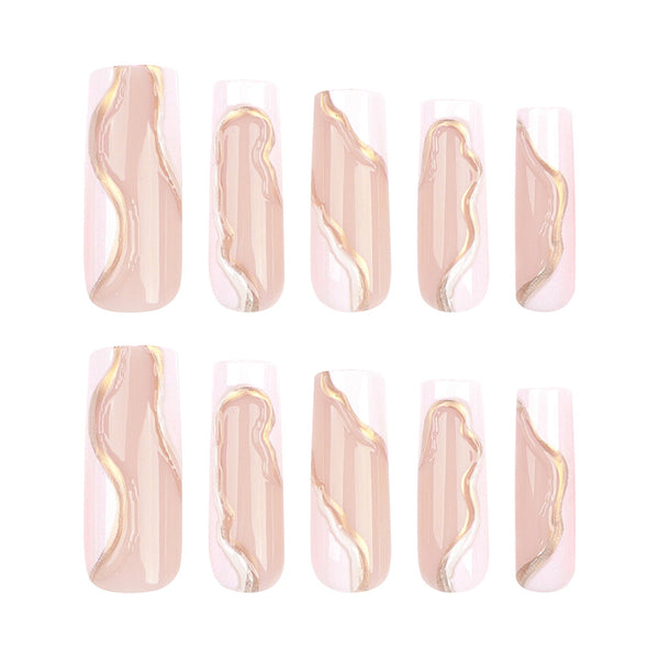 French Glossy Long Press on Nails