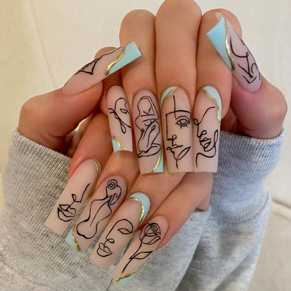 12 Sizes-24 Pcs Press On Nails W039