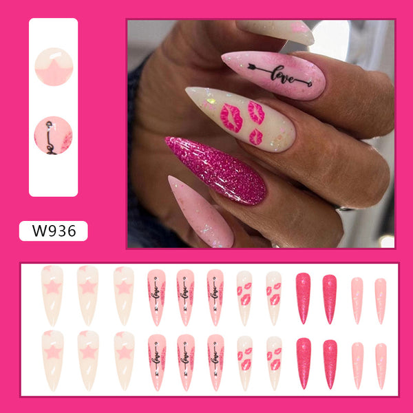 12 Sizes-24 Pcs Press On Nails W936