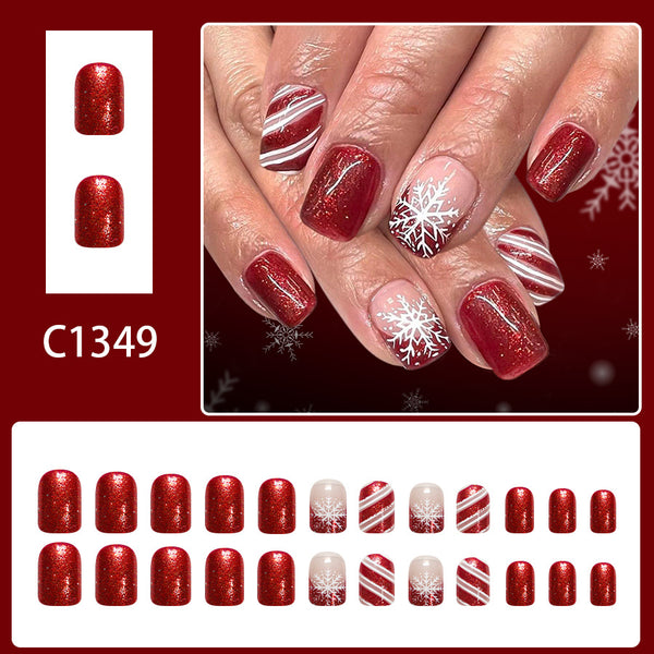 12 Sizes-24 Pcs Press On Nails C1349