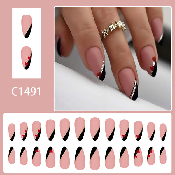 12 Sizes-24 Pcs Press On Nails C1491