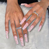 Glossy Long Pink Square Press on Nails