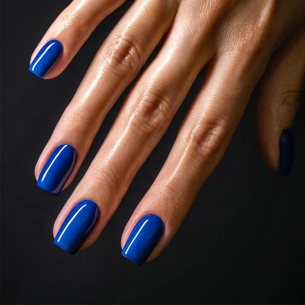 Blue Glossy Short Square Press on Nails