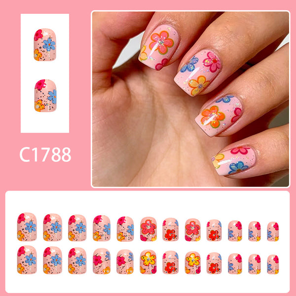 12 Sizes-24 Pcs Press On Nails C1671