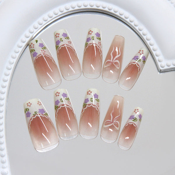 12 Sizes-24 Pcs Press On Nails R968