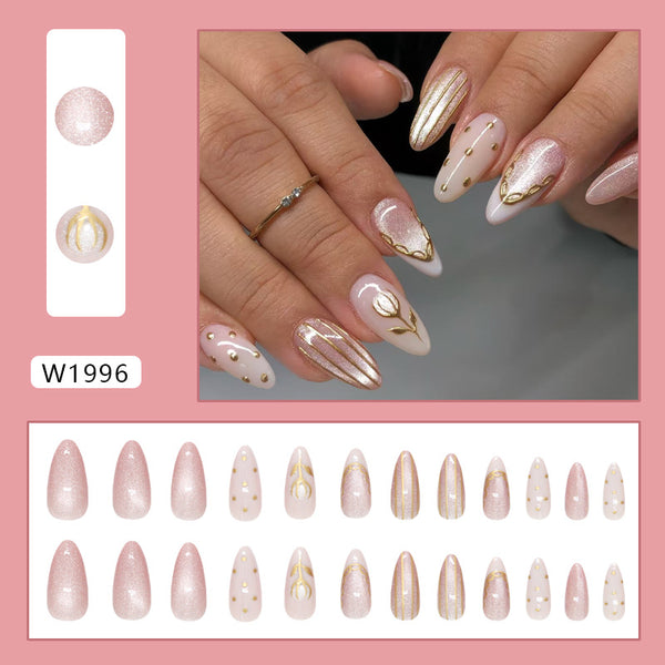 12 Sizes-24 Pcs Press On Nails W1996
