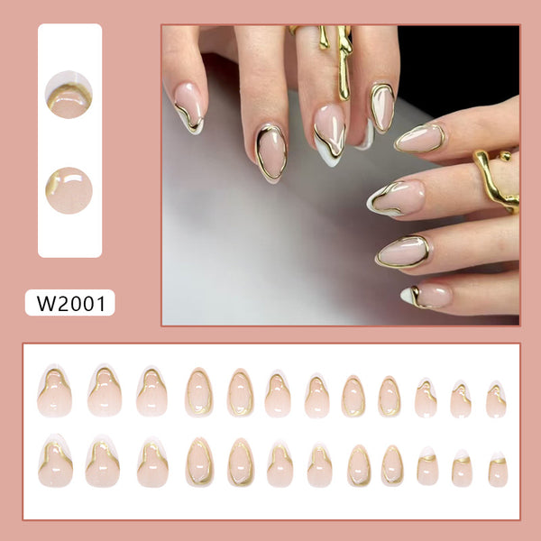12 Sizes-24 Pcs Press On Nails W2001