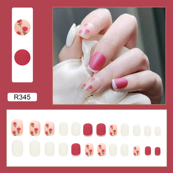12 Sizes-24 Pcs Press On Nails R321