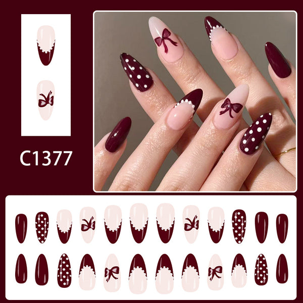 12 Sizes-24 Pcs Press On Nails C1377