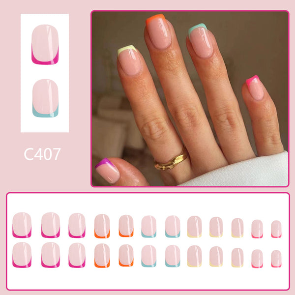 12 Sizes-24 Pcs Press On Nails C407