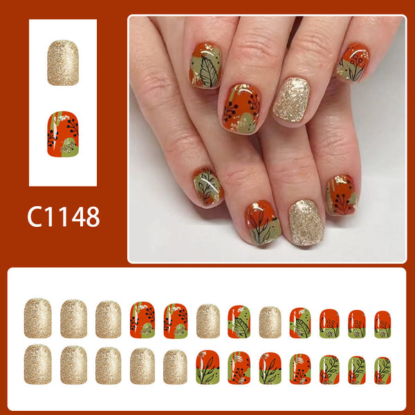 12 Sizes-24 Pcs Press On Nails C1148