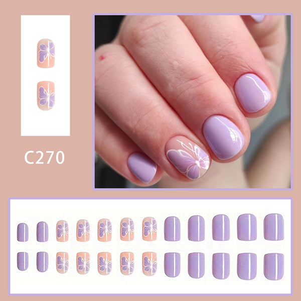 12 Sizes-24 PcsPress On Nails C270
