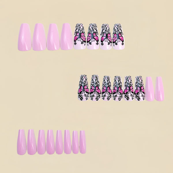 12 Sizes-24 Pcs Press On Nails Y912