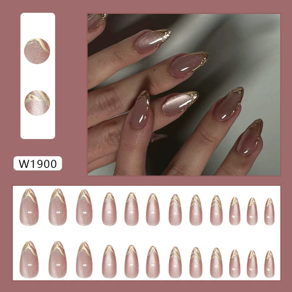 12 Sizes-24 Pcs Press On Nails W1900