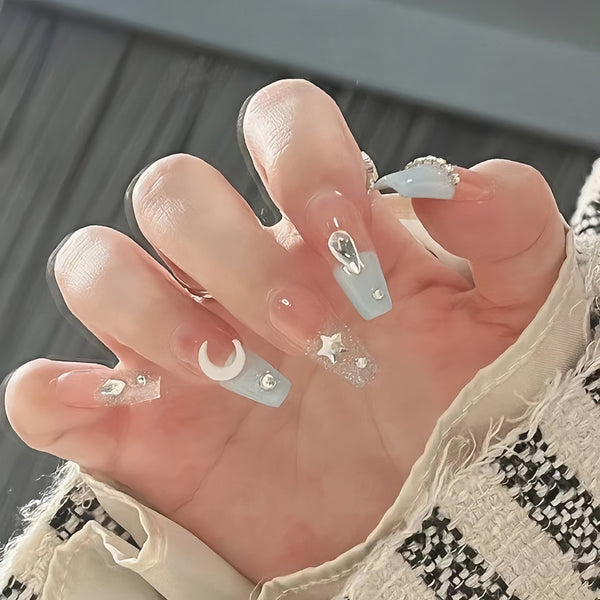 12 Sizes-24 Pcs Press On Nails D010