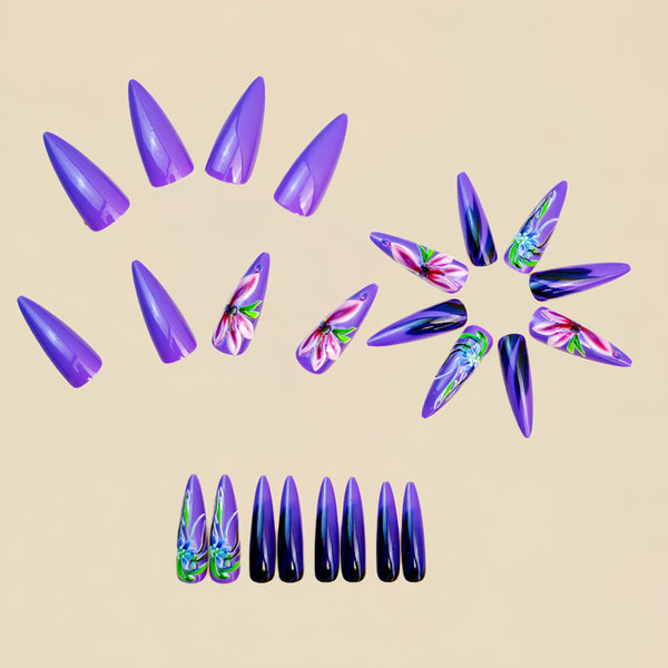 12 Sizes-24 Pcs Press On Nails Y1439