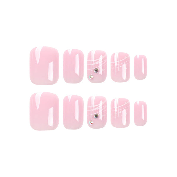 Glossy Medium Pink Square Press on Nails