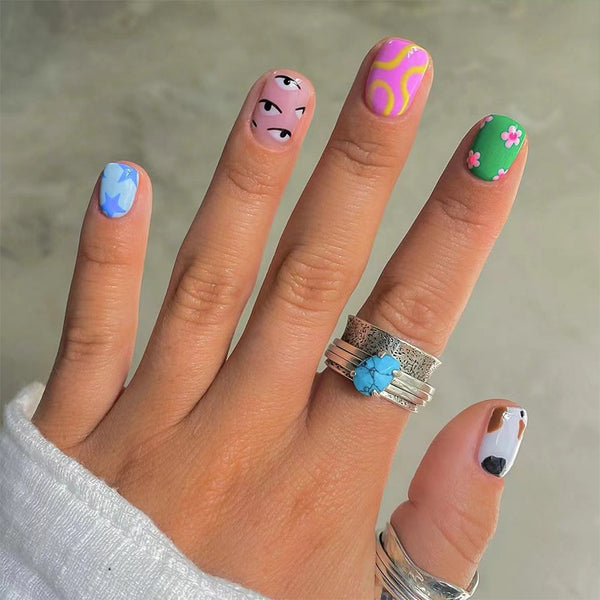 12 Sizes-24 PcsPress On Nails C338