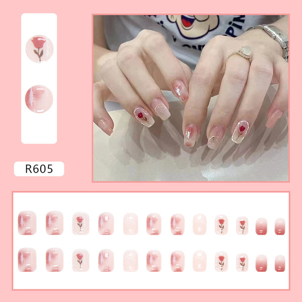 12 Sizes-24 Pcs Press On Nails R601