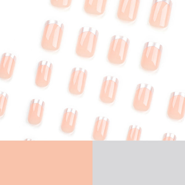 French Glossy Medium Pink Press on Nails