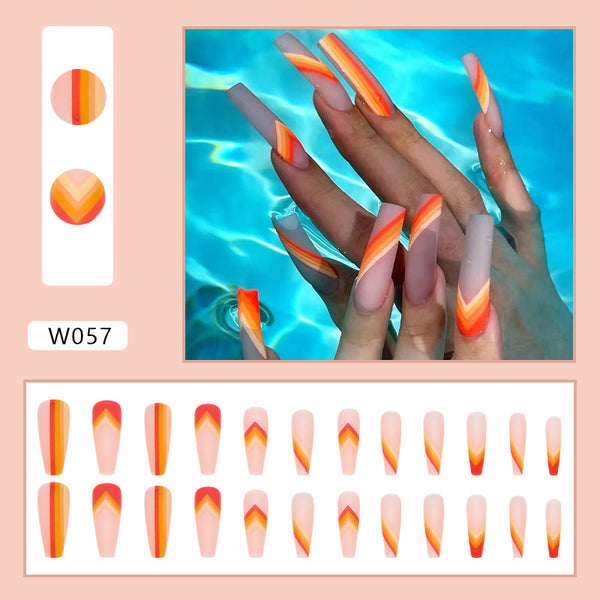 12 Sizes-24 Pcs Press On Nails W057