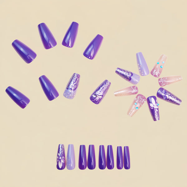 12 Sizes-24 Pcs Press On Nails Y1448