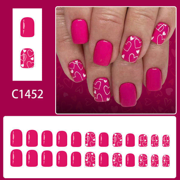 12 Sizes-24 Pcs Press On Nails C1452