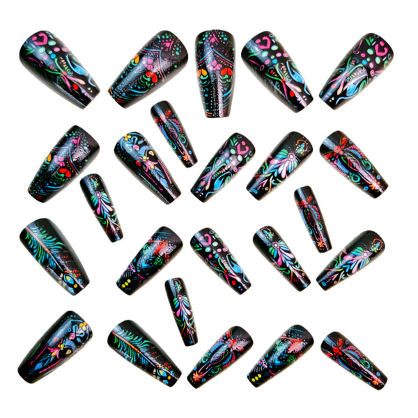 12 Sizes-24 Pcs Press On Nails Y1494